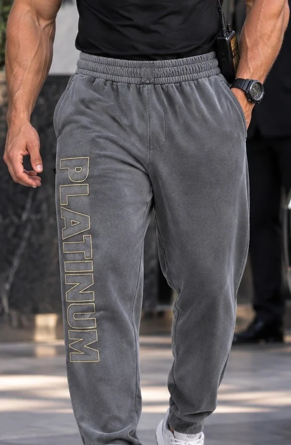 703 Stone washed pants w/logo