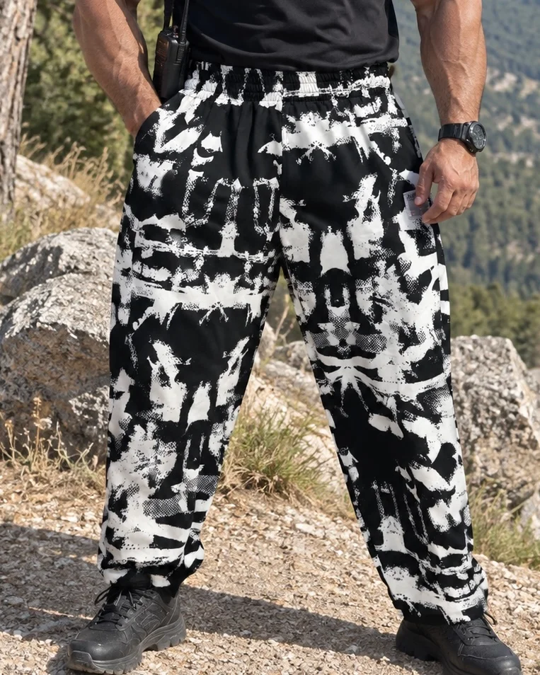 203 Microfiber Pants  Black White