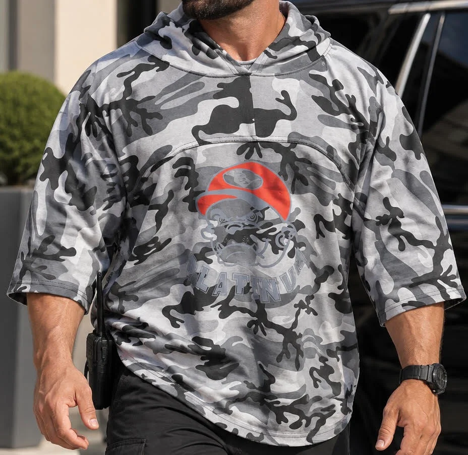 505 Mens Top 3/4 Hoodie Camo grey